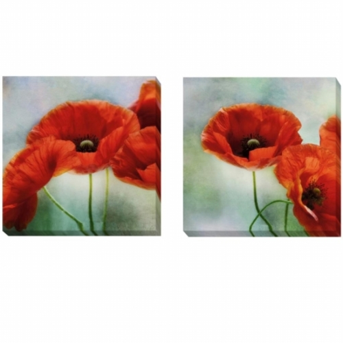 Artistic Home Gallery 1212295G Artful Poppies Canvas Art Set - 12 in.