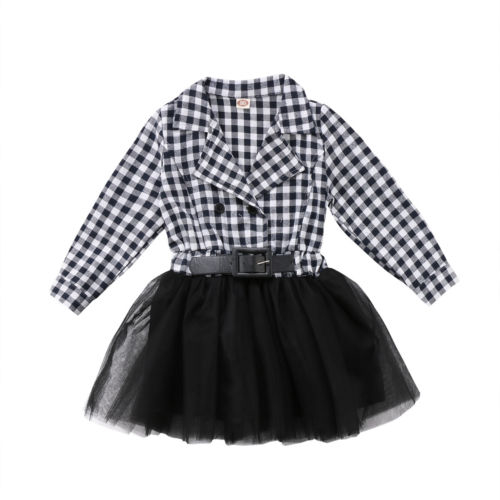 Kids Baby Girl Checks Plaids Clothes Princess