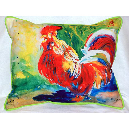 Betsy Drake HJ144 Red Rooster Large Indoor-Outdoor Pillow 16 in. x 20 