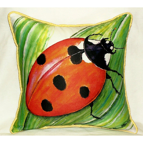 Betsy Drake HJ457 Ladybug Art Only Pillow 18"x18"