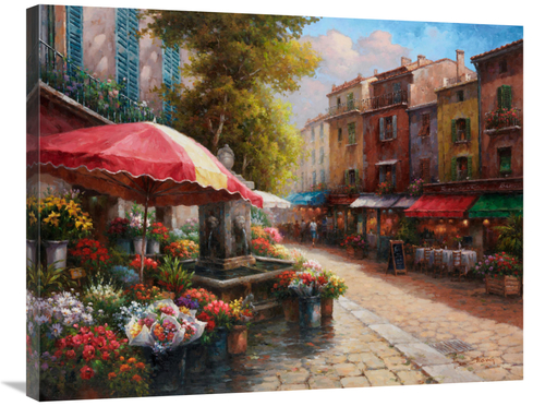 Global Gallery GCS-135539-2835-142 28 x 35 in. Flower Market Cafe Art 