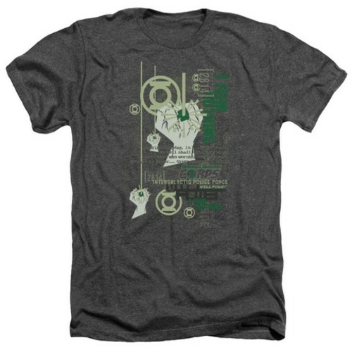 Trevco Green Lantern-Core Strength Adult Heather Tee, Charcoal - M