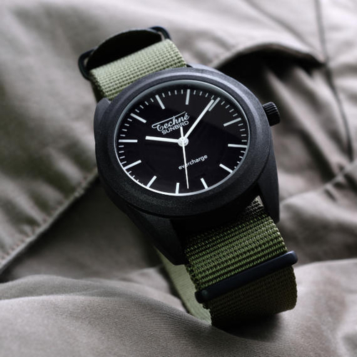 38.0mm solar ranger watch with nylon 6 strap in olive drab colour