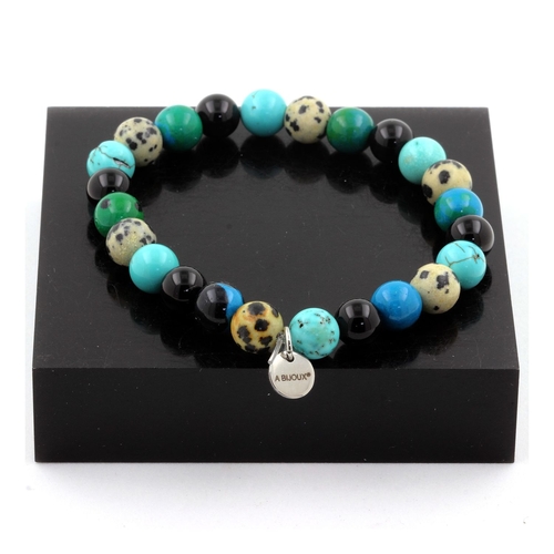 Dalmatian Jasper + Turquoise + Chrysocolla + Black Agate Bracelet