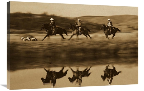 Global Gallery GCS-453707-2436-142 24 x 36 in. Cowboys Riding Horses w