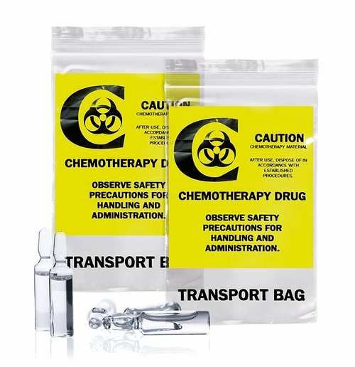 Pack of 1000 Chemo Transfer Bags, Clear 6 x 9. Zipper Printed Bags