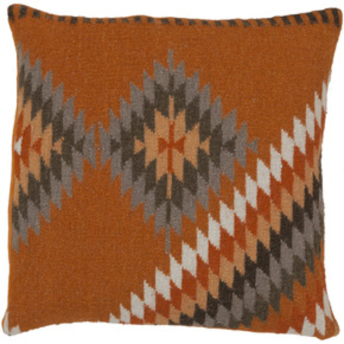 Rug  Square Burnt Orange Decorative Poly Fiber Pillow 22 x 22 in.