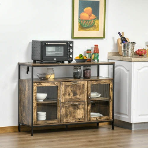 HOMCOM Kitchen Sideboard Industrial Style Serving Buffet Storage