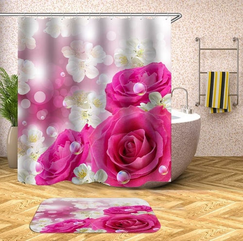 White And Pink Shower Curtain