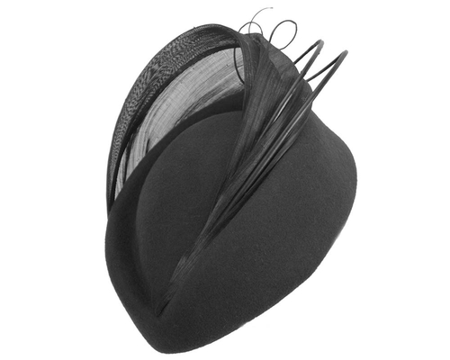 Large black felt fascinator hat