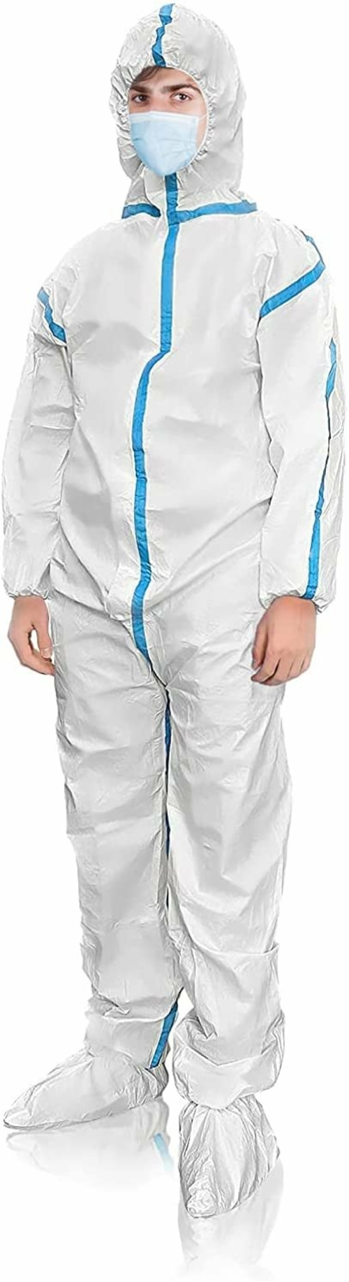 Disposable Coveralls in Bulk. Pack of 25 White Polypropylene 50 gsm