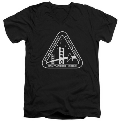 Trevco Star Trek-White Academy Logo - Short Sleeve Adult 30-1 V-Neck T