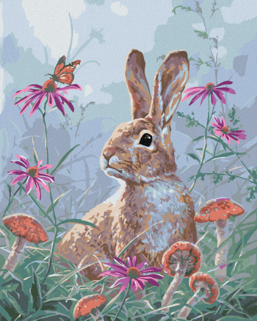 Paint by Numbers - RABBIT, BUTTERFLY, FLOWERS AND MUSHROOMS (ABRAHAM