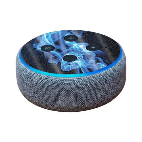 MightySkins GL-AMEDOT3-Blue Flames Glossy Glitter Skin for Amazon Echo