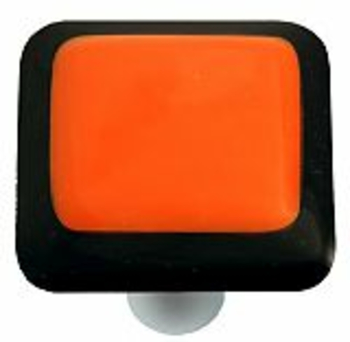 Hot Knobs HK5002-KA Black Border with Opal Orange Square Glass Cabinet