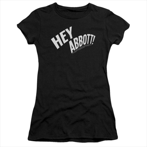 Abbott & Costello-Hey Abbott - Short Sleeve Junior Sheer Tee, Blac