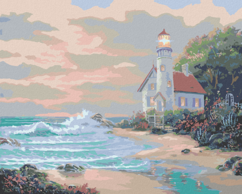 Zuty - Paint by Numbers - LIGHTHOUSE ON THE COAST AND WAVES (NORTHERN