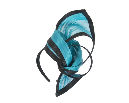 Exclusive black & turquoise tall fascinator for  Cup races S159BT