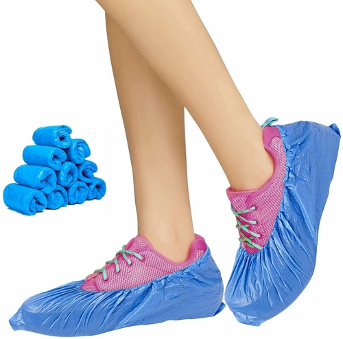 100 Pack of Disposable Shoe Covers. Blue Shoe Covers. Polyethylene