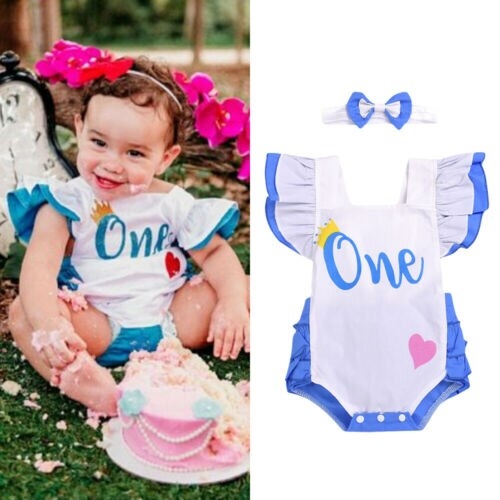 Newborn Baby Girls Clothes Sleeveless Ruffle 1st