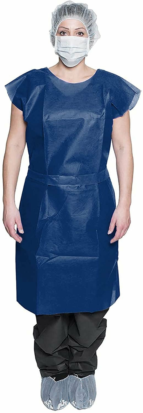 Dukal Disposable Frocks. Pack of 10 Adult Coats. Dark Blue