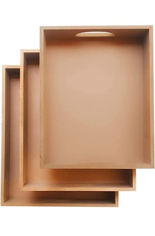 Wooden Serving Tray for Craft Set of 3