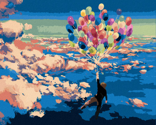 Zuty - Paint by Numbers - MAN WITH BALLOONS, 40x50 cm