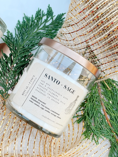Santo + Sage (Clean Burning Candles)