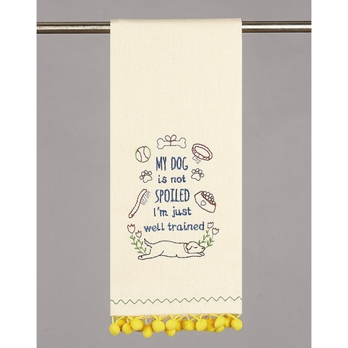 Peking Handicraft 04TG297C 15 x 22.5 in. Spoiled Dog Embroidered Pom P