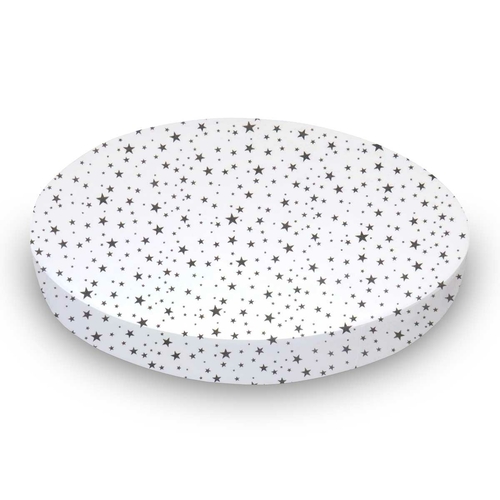 SheetWorld Fitted Round Crib Sheet - 100% Cotton Jersey - Gray Stars,