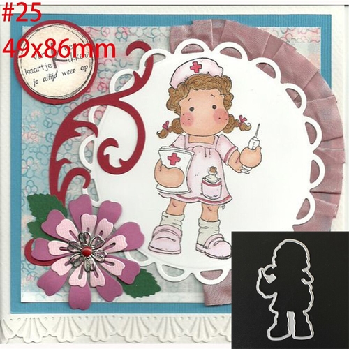 Nurse Girl Metal Cutting Dies+Clear stamps Stencil