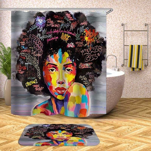 Afro Hair Gorgeous Black Woman Shower Curtain