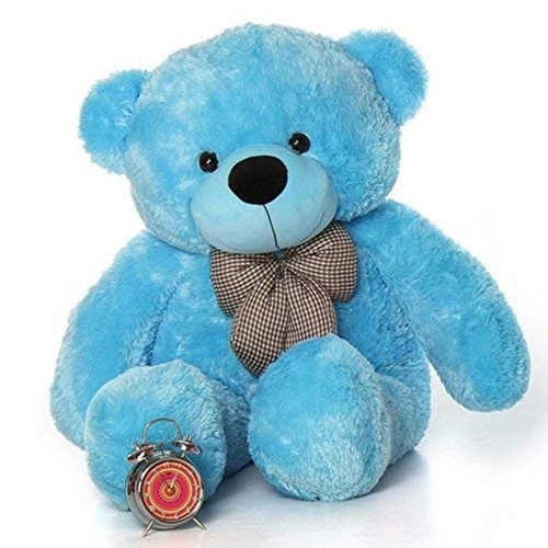 80Cm Blue Teddy With Tie - 3ft