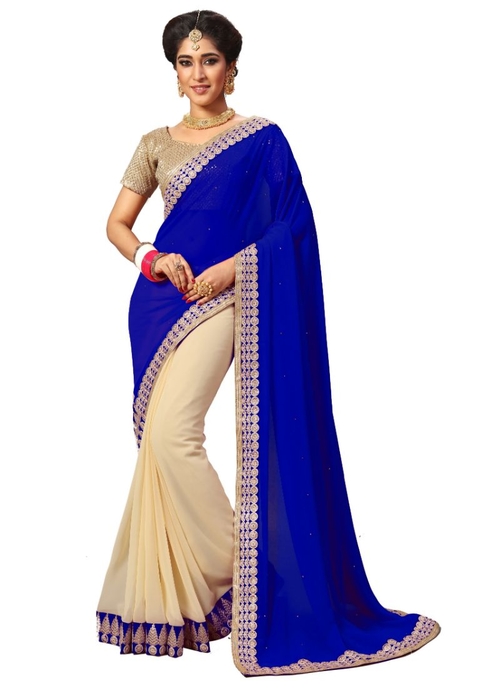 Blue Color Georgette Saree with Blouse