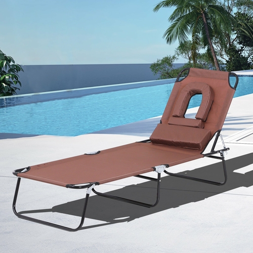 Outsunny Sun Lounger Seat Recliner Steel Chair Outdoor Patio Garden