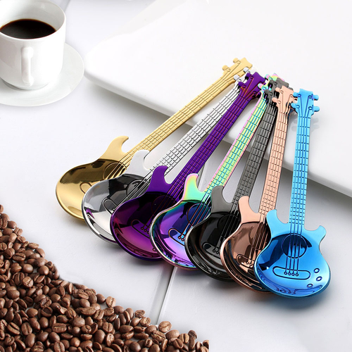 NEW Stainless Steel Rainbow Guitar Shape Coffee