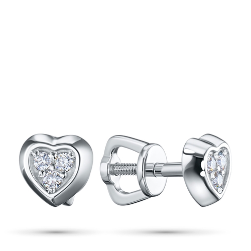 Sterling Silver Earring Studs with 6 Round-Cut Lab-Created Diamonds