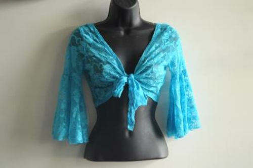 Western Fashion 2871-TRQ Lace Bolero Top, Turquoise - One Size