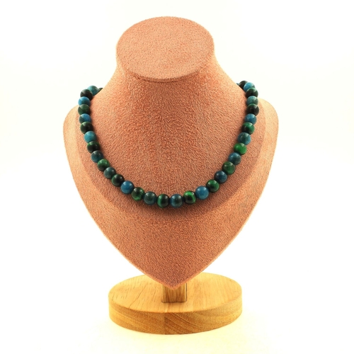 Green Tiger's Eye + Apatite 8 mm beads necklace.