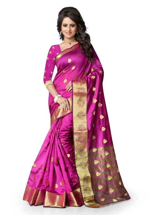 Generic Women's Cotton  Saree(Pink, 5.5-6 Mtr)