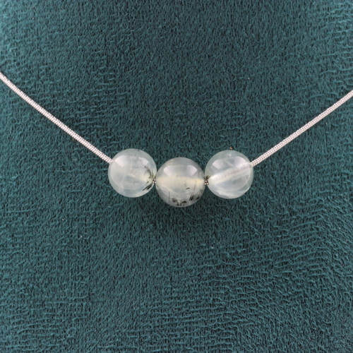 Prehnite from Africa 8 mm 3 beads necklace.