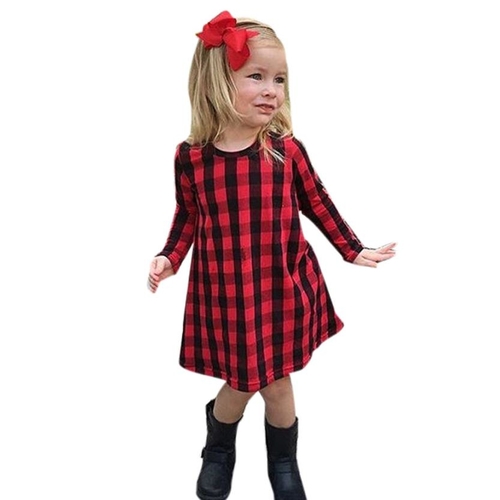 Girl Dress Toddler Infant Kids Baby Girl Plaid