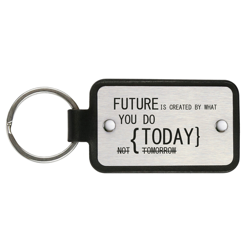 Leather keychain – Future is created by what you do today