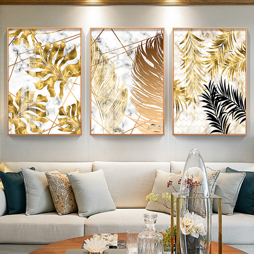 Nordic Plants Golden Leaf Canvas Painting Posters