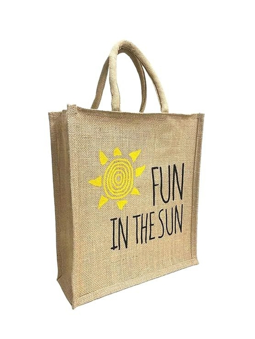 Eco Friendly Jute fabric Unique FUN IN THE SUN printed Bag