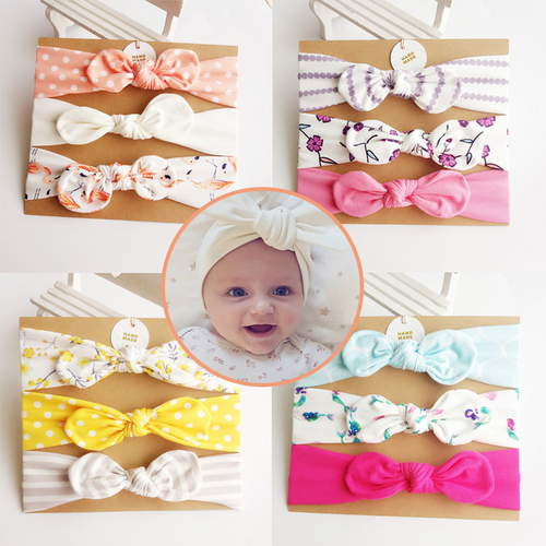 3 Pcs/set Lovely Bowknot Elastic Head Bands for