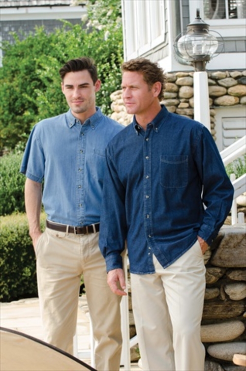 631 100 Percent Cotton Denim Short Sleeve Shirt, Light Denim, 