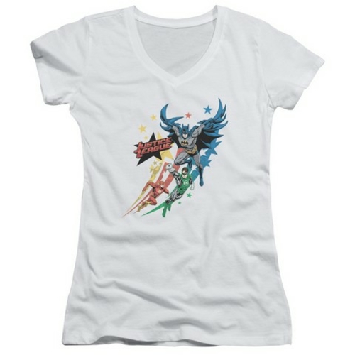 Trevco Jla-Allegiance Junior V-Neck Tee- White - 2X