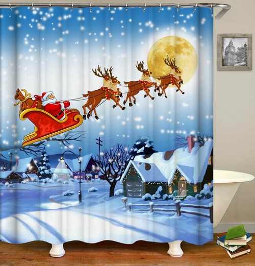 Classic Christmas Scene Shower Curtain