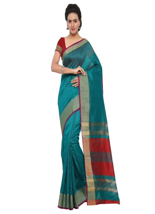 Generic Women's Tussar Silk Saree (Green, 5-6